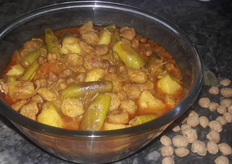 Step-by-Step Guide to Prepare Homemade Aalu chana patal &amp; nutrila ki mix subji