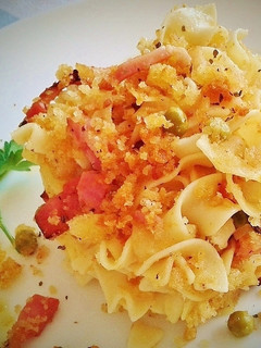 Una foto de Tagliata con panceta y migas al gratén