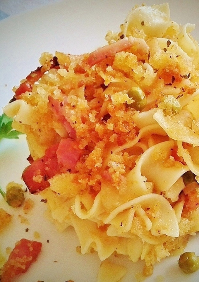 Una foto de Tagliata con panceta y migas al gratén