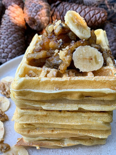 Una foto de Waffles de banana