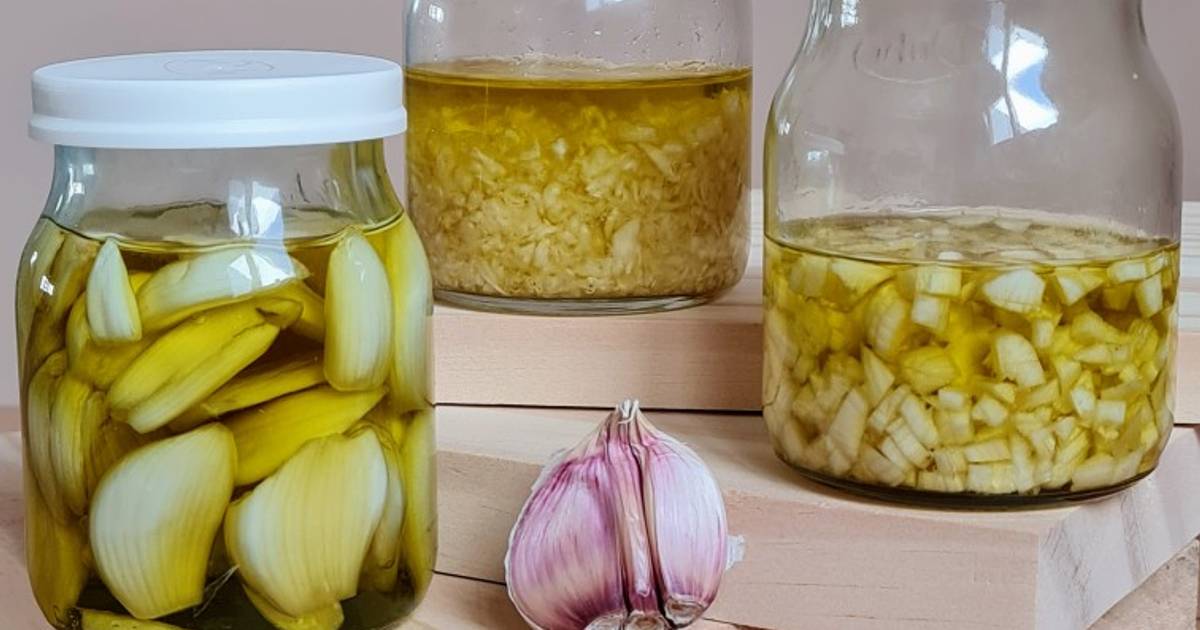 Tres conservas de ajo 🧄 Tres formas de tener ajo listo 🧄 y aceite