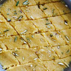 A picture of Mango Coconut Burfi.