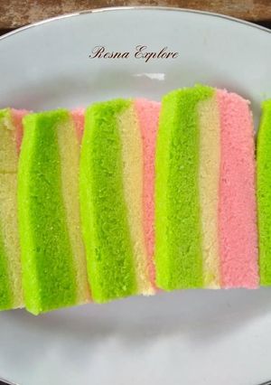 Foto resep Bolu Santan Kukus Lapis Trio / Pelangi Tanpa Pengembang