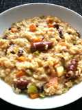 Risotto con chistorra y cranberries