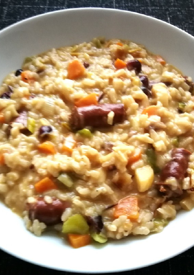 Una foto de Risotto con chistorra y cranberries