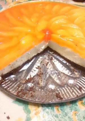 Una foto de Cheesecake de duraznos