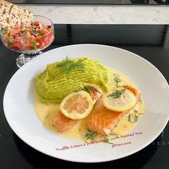 A picture of Truffle Cream & Dill Salmon with Mashed Mix.