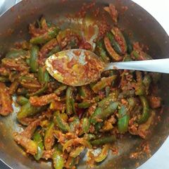 A picture of Tindora mirchi achar.