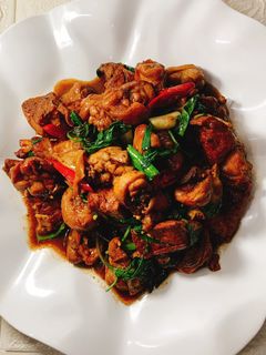 宴客菜/年菜【三杯油豆腐燒雞】 的食譜成品照片