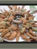Camarones empalizados con panko y verduras con tempura