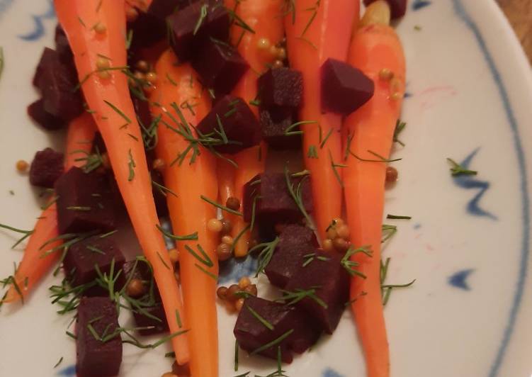 Quick pickled baby carrots and beets