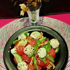 A picture of Watermelon Feta Cheese Salads.
