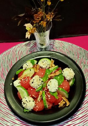 A picture of Watermelon Feta Cheese Salads.