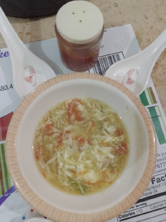 A picture of Chicken Corn vegetable soup.