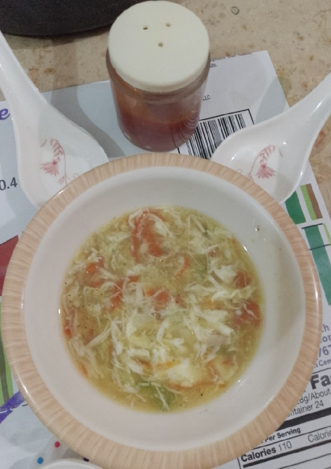 A picture of Chicken Corn vegetable soup.