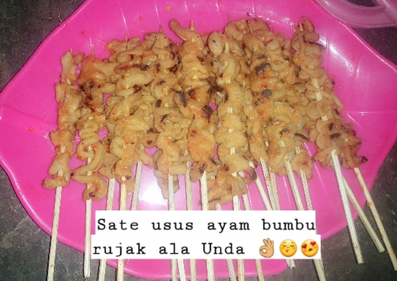 Sate usus ayam bumbu rujak ala Unda Efril ������