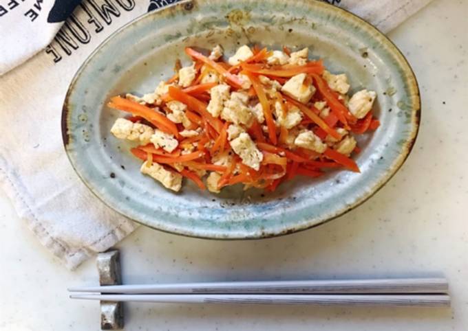 Steps to Make Super Quick Homemade Carrot and tofu stir-fry（Ninjin-Shirishiri)