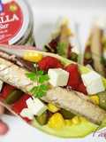 Endibias rellenas en ensalada con caballa del sur