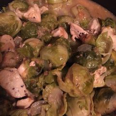 A picture of Brussels sprouts with Chicken .