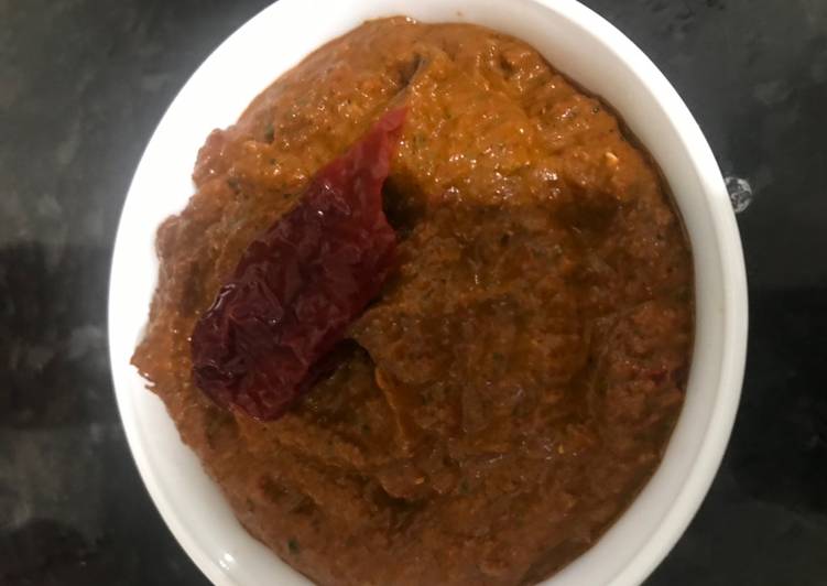 Recipe of Super Quick Homemade Mysore Masala Dosa Chutney-Red chutney