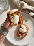 Crispy Sourdough Toasts with Prosciutto, Tomato & Mozzarella
