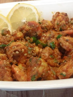 A picture of Garlic roasted prawns.
