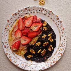 A picture of Strawberry Walnut Yin &Yang Pancakes for Christmas.