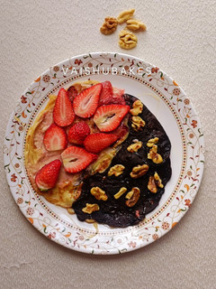 A picture of Strawberry Walnut Yin &Yang Pancakes for Christmas.