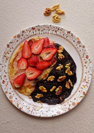 A picture of Strawberry Walnut Yin &Yang Pancakes for Christmas.