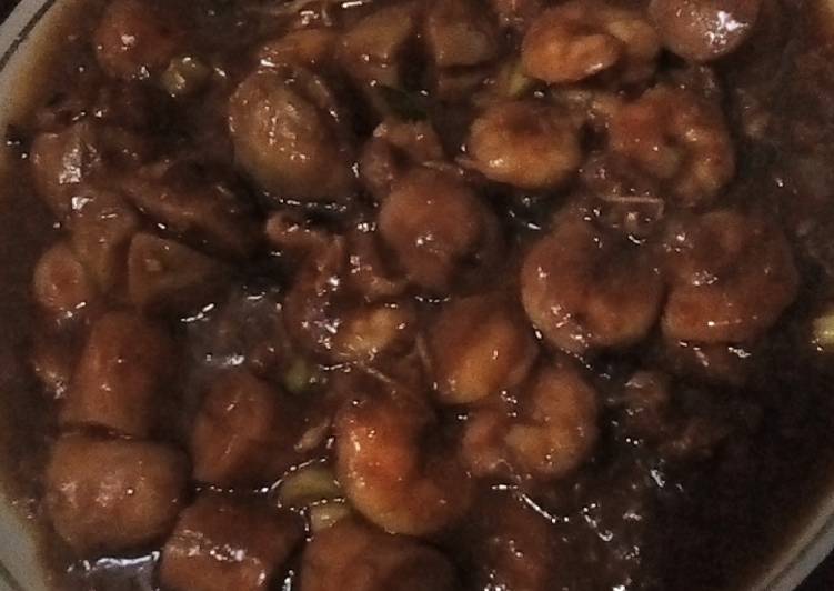 Resep Udang+sosis+baso bumbu manis asam pedas gurih, Sempurna