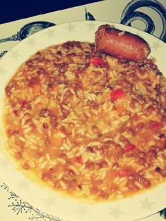 Una foto de Lentejas con verduritas y arroz