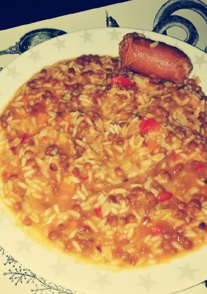 Una foto de Lentejas con verduritas y arroz