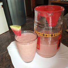 A picture of Banana and Watermelon Milkshake/Smoothie.