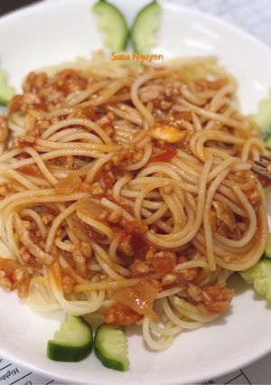 Hình của món Mì Ý sốt bò bằm (Spaghetti).
