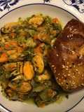 California Farm Steamed Mussels with Rouille and Rolls