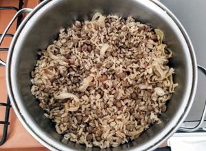 Foto de Arroz integral com lentilhas