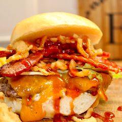 A picture of BBQ Bacon Smash Burger.