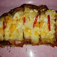 Pizza de Avena y harina integral con muzzarella, huevos y ajíes