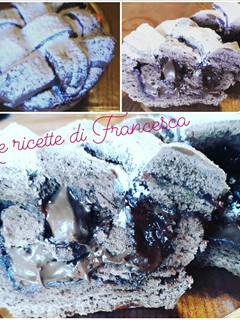Foto di Tortino di frolla al cacao con crema alla nocciola e amarene