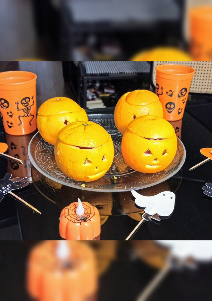 Una foto de Naranjas de Halloween 🎃 (con relleno de gelatina)