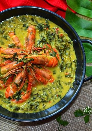 Foto resep Daun Ubi & Udang Masak Lemak Tempoyak