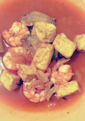 Foto resep Udang pancet, chicken wings bersama tahu dengan saus tiram pedas