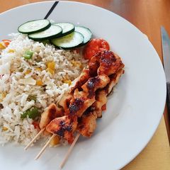 A picture of Grill Chicken Satay n' Fried Rice.