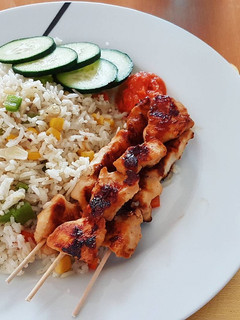 A picture of Grill Chicken Satay n' Fried Rice.