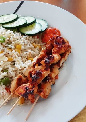 A picture of Grill Chicken Satay n' Fried Rice.