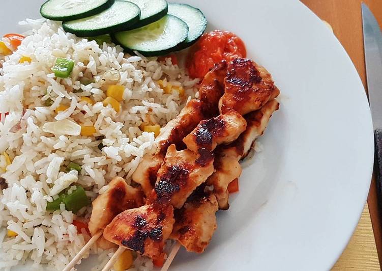 Easiest Way to Make Super Quick Homemade Grill Chicken Satay n’ Fried Rice