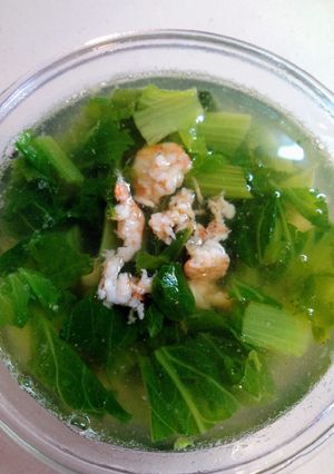 Hình của món Cải bẹ xanh nấu tôm.