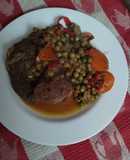 Osobuco arvejado, con papas