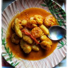 A picture of Kachu diye Chingri.