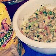 A picture of Shrimp Salad on Tostadas.